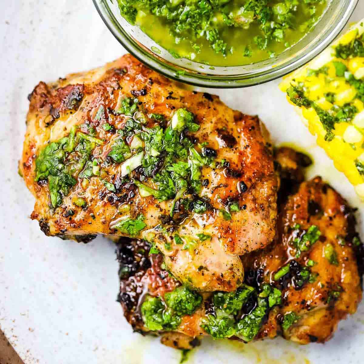 Grilled Chicken Thighs with Chimichurri