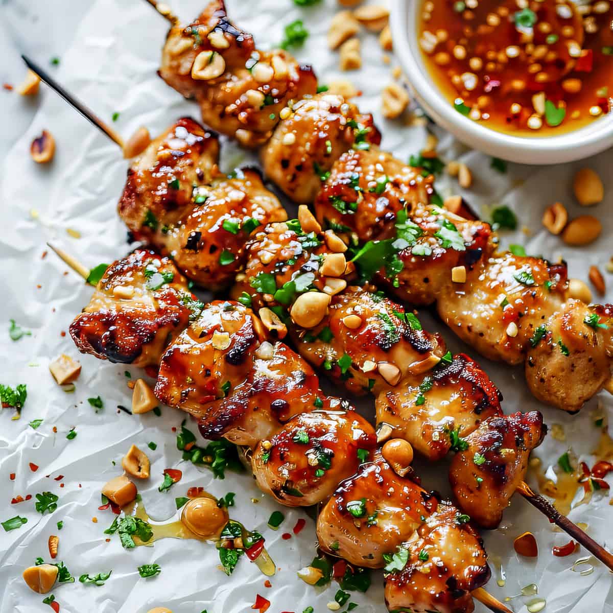 Easy Grilled Asian Chicken Skewers with Honey Garlic Sauce