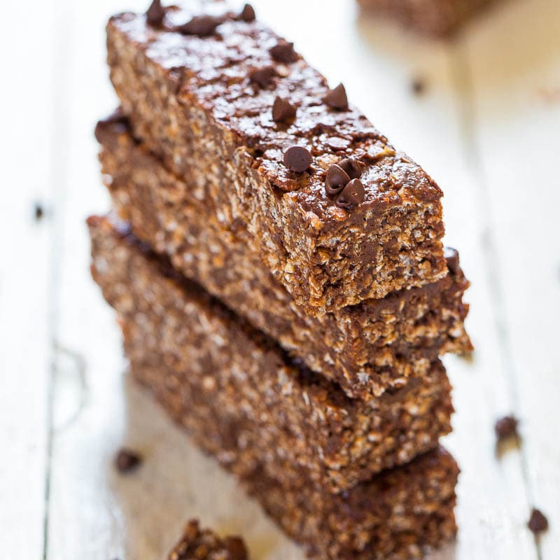 No-Bake Double Chocolate Peanut Butter Granola Bars