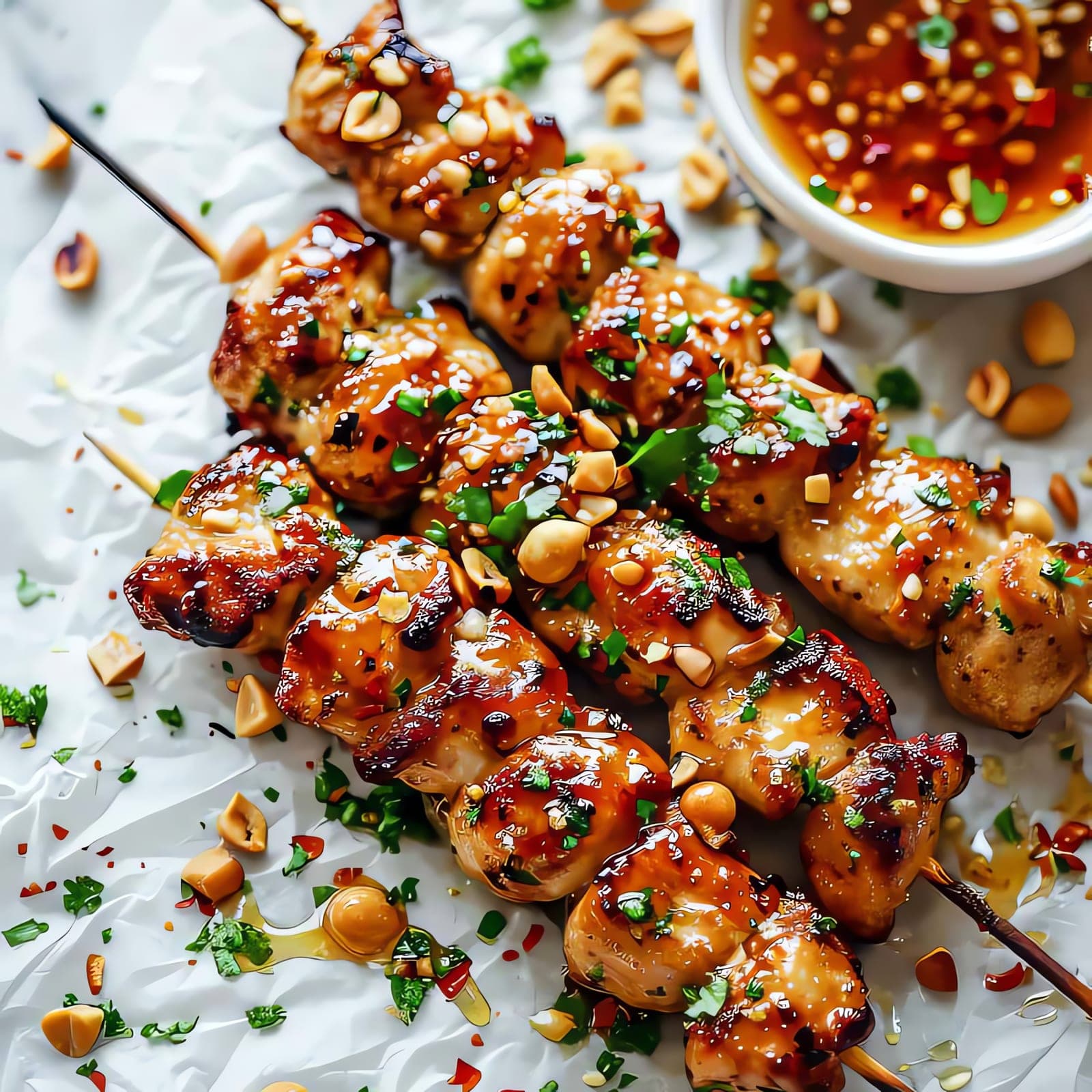 Easy Grilled Asian Chicken Skewers with Honey Garlic Sauce