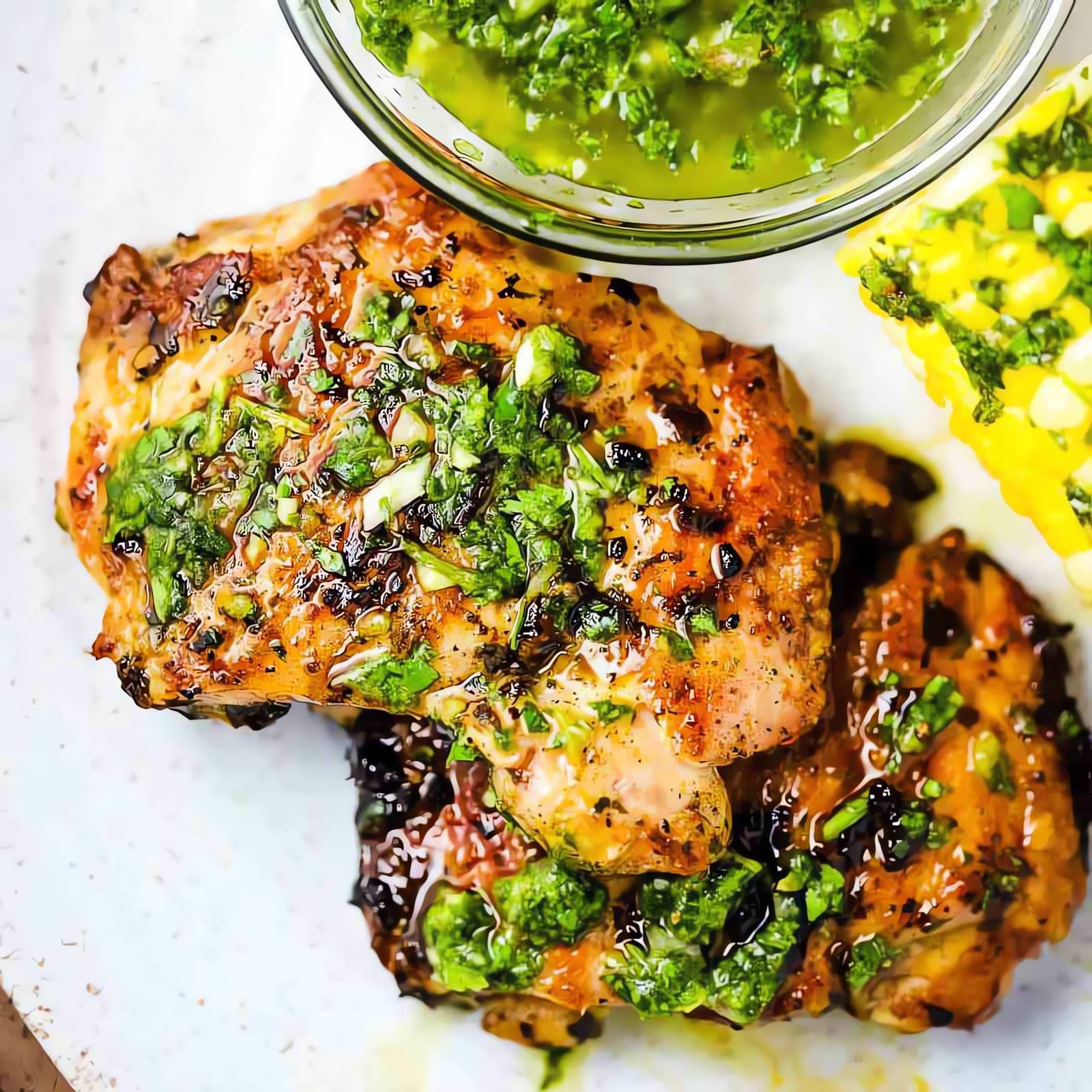 Grilled Chicken Thighs with Chimichurri