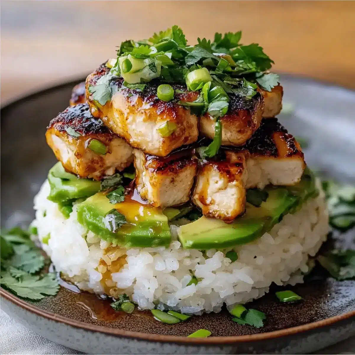 Delicious Honey Lime Chicken & Avocado Rice Stack Recipe