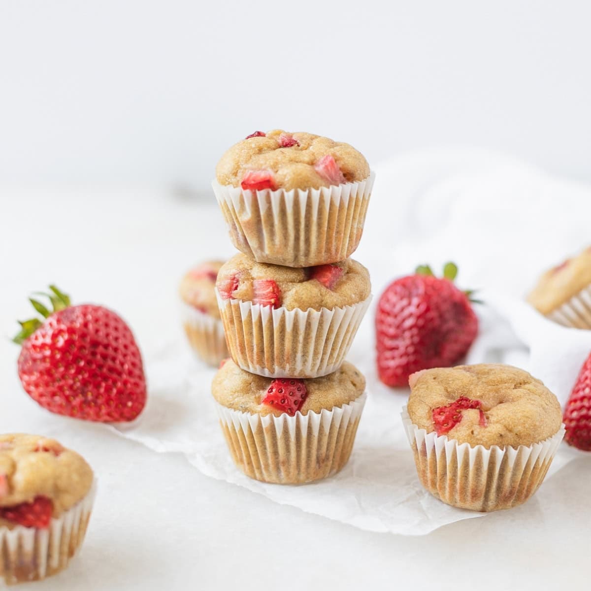 Healthy Strawberry Banana Yogurt Muffins